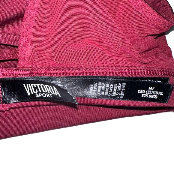 Victorias Secret Sport VSX Strappy Back Kir Merlot Red Sports Bra Size M - Picture 2 of 9